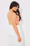 Floral Print Drape Bodysuit