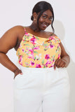 Floral Print Drape Bodysuit