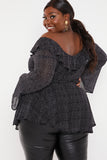 Polka Dot Print Off The Shoulder Top With Tie Waist