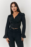 Cropped Wrap Blouse