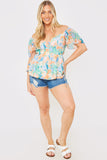 Blurred Floral Wrap Off Shoulder Blouse