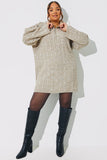 Zip Up Cable Knit Mini Dress