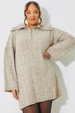 Zip Up Cable Knit Mini Dress