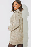 Zip Up Cable Knit Mini Dress