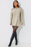 Zip Up Cable Knit Mini Dress