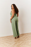 Sage Tailored Halterneck Waistcoat Wide Leg Jumpsuit