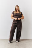 Brushed Rib Wide Leg Co Ord Trousers