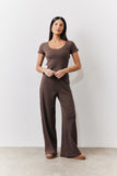 Brushed Rib Wide Leg Co Ord Trousers