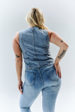 Denim Crew Neck Waistcoat