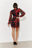Abstract Print Mesh Mini Dress
