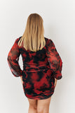 Abstract Print Mesh Mini Dress