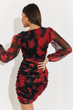 Abstract Print Mesh Mini Dress