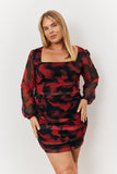 Abstract Print Mesh Mini Dress