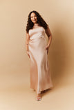 Light Gold Satin Cowl Back Maxi Dress