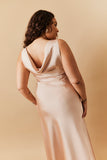Light Gold Satin Cowl Back Maxi Dress