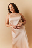 Light Gold Satin Cowl Back Maxi Dress