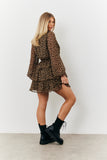 Tiered Leopard Chiffon Mini Dress