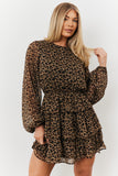 Tiered Leopard Chiffon Mini Dress