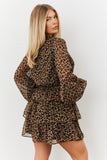Tiered Leopard Chiffon Mini Dress