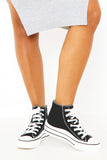 Flatform High Top Lace Up Canvas Shoes