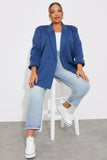 Navy Double Breasted Oversized Blazer