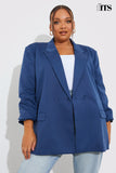 Navy Double Breasted Oversized Blazer