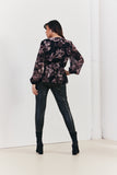 Floral V Neck Frill Detail Blouse