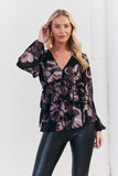 Floral V Neck Frill Detail Blouse