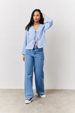 Blue Gingham Tie Front Blouse