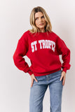 Red St Tropez Embroidered Slogan Sweatshirt
