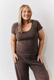 Brushed Rib Scoop Neck Co Ord Top