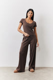 Brushed Rib Scoop Neck Co Ord Top