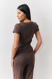 Brushed Rib Scoop Neck Co Ord Top