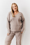 Brushed Rib v Neck Co Ord Top