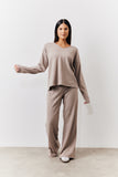 Brushed Rib v Neck Co Ord Top