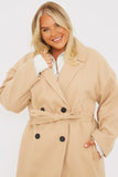 Faux Wool Belted Longline Coat
