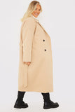 Faux Wool Belted Longline Coat