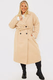 Faux Wool Belted Longline Coat