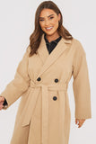 Faux Wool Belted Longline Coat