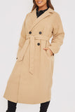 Faux Wool Belted Longline Coat