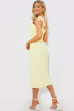 Tie Strap Ruched Under Bust Midi Dress