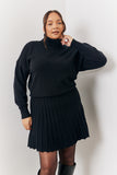 High Neck Pleated Knitted Skater Dress