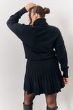 High Neck Pleated Knitted Skater Dress