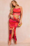 Abstract Draped Cami Co-Ord Crop Top