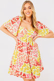 Sustainable Floral Flutter Sleeve Mini Dress