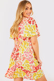 Sustainable Floral Flutter Sleeve Mini Dress
