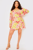 Sustainable Floral Print Wrap Frill Mini Dress