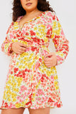 Sustainable Floral Print Wrap Frill Mini Dress
