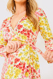 Sustainable Floral Print Wrap Frill Mini Dress