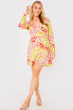 Sustainable Floral Print Wrap Frill Mini Dress